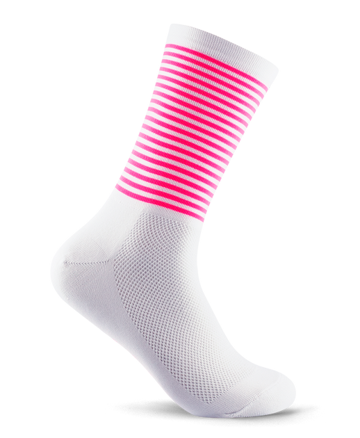 Breton Socks - White/Hi-vis Pink (Striped Cycling Socks) – Sublime Heroics